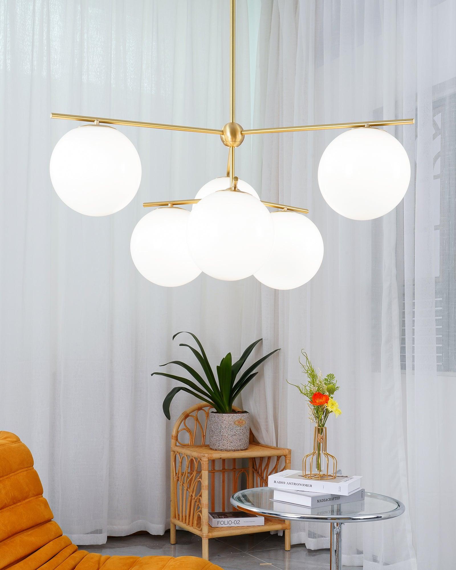 Leander Chandelier Sphere & Stem Modern Gold LED