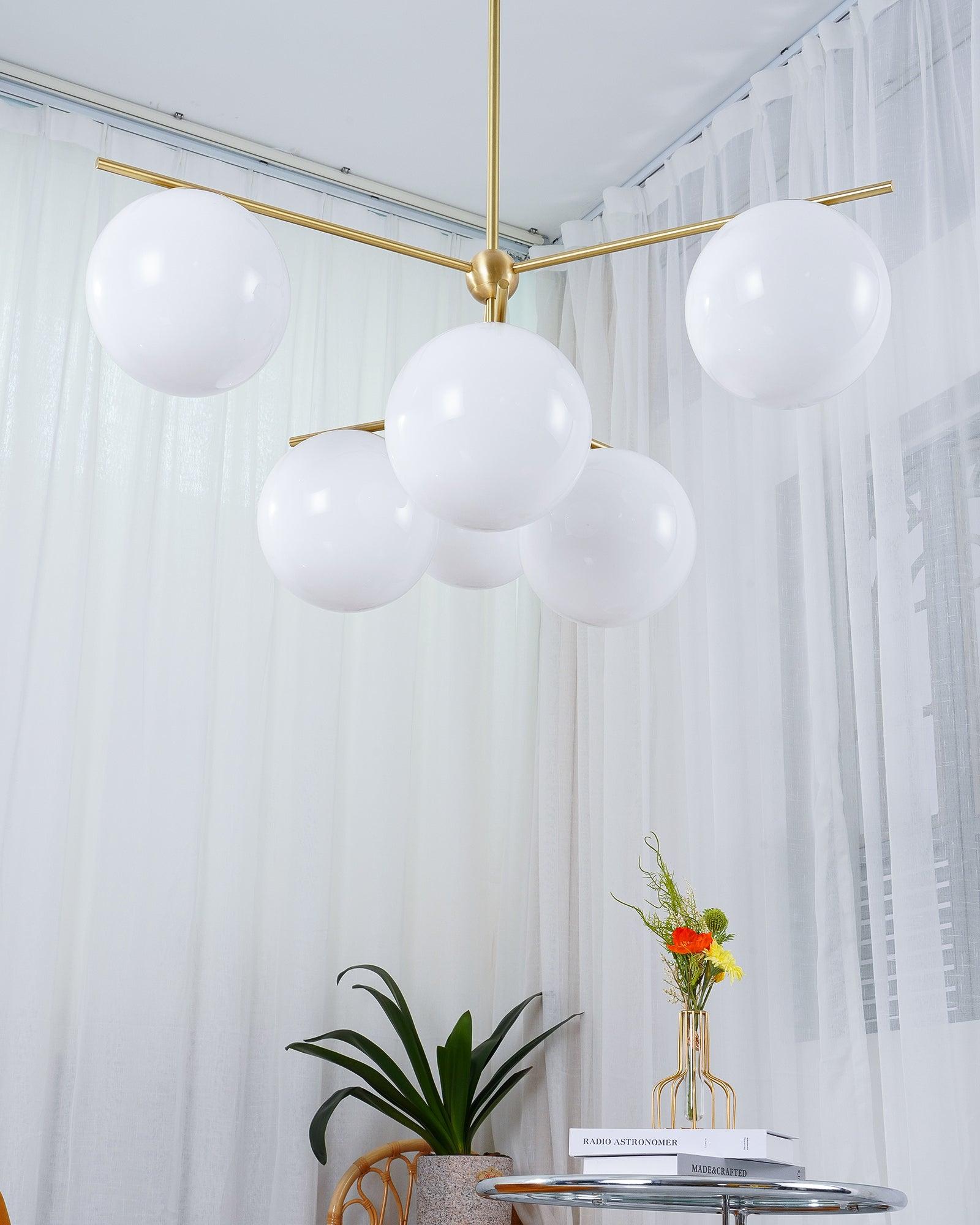 Leander Chandelier Sphere & Stem Modern Gold LED