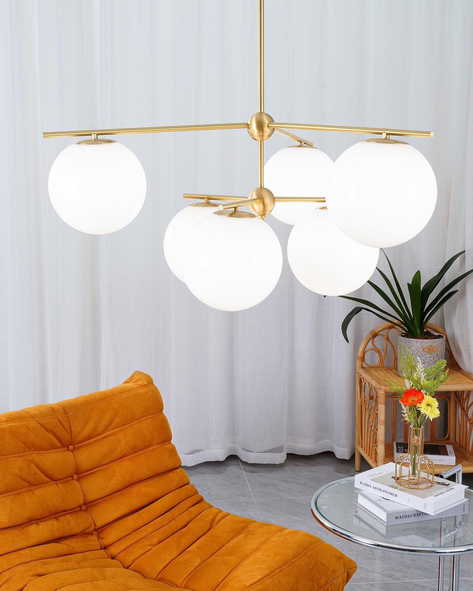 Leander Chandelier Sphere & Stem Modern Gold LED