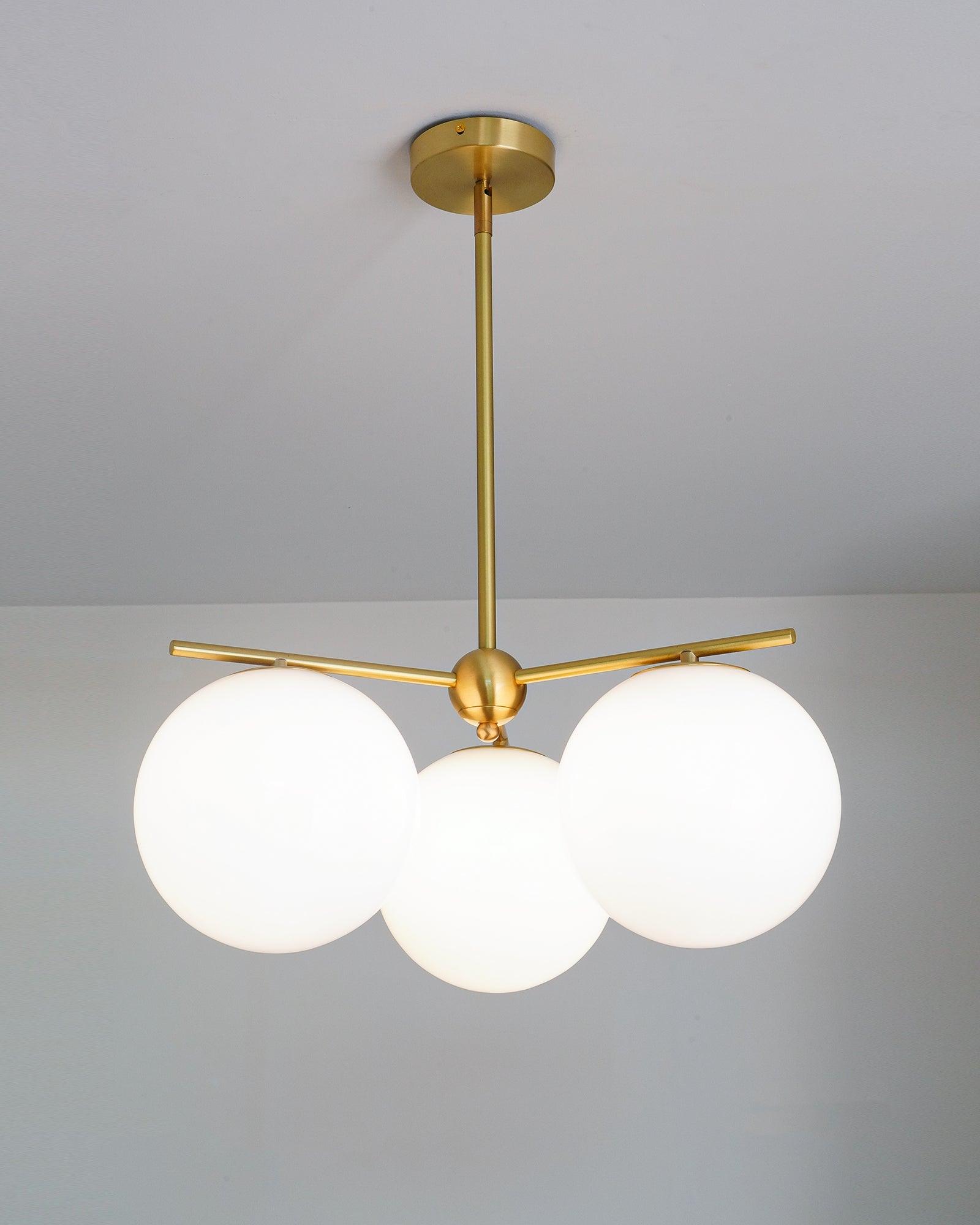 Leander Chandelier Sphere & Stem Modern Gold LED