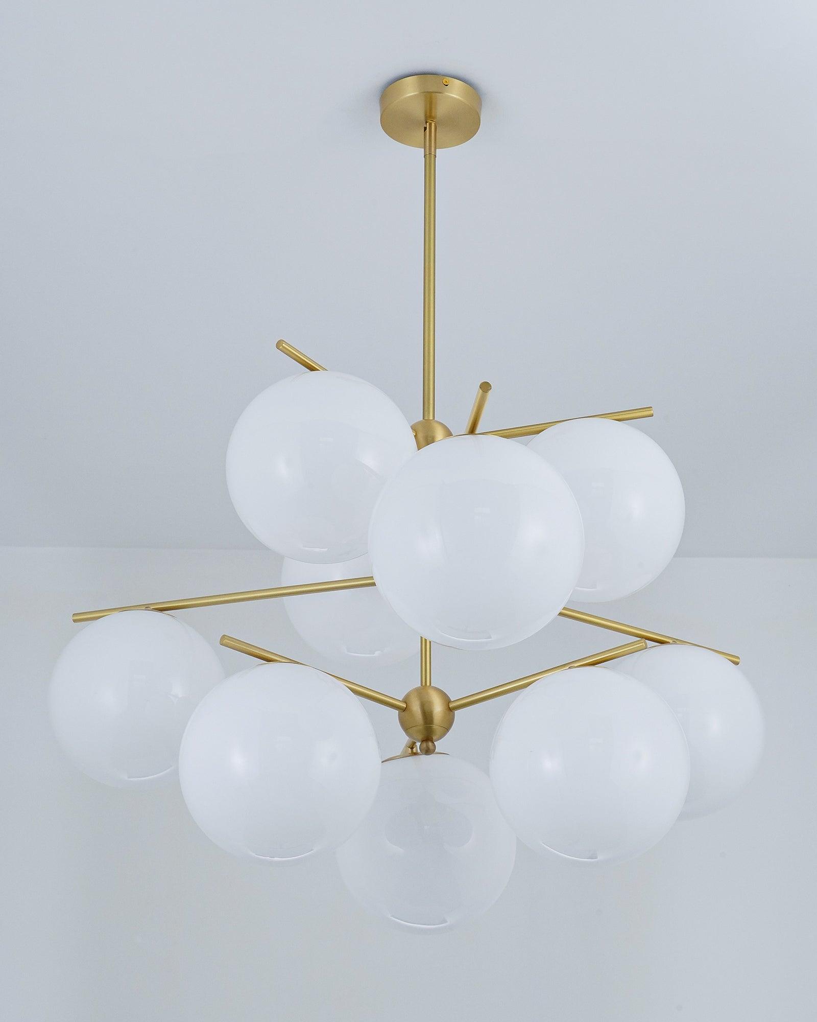 Leander Chandelier Sphere & Stem Modern Gold LED