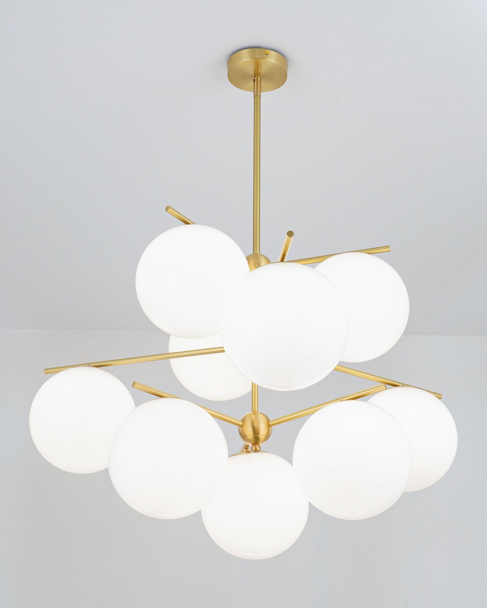 Lustra Chandelier Sphere & Stem Modern Gold LED - Neutral Decor