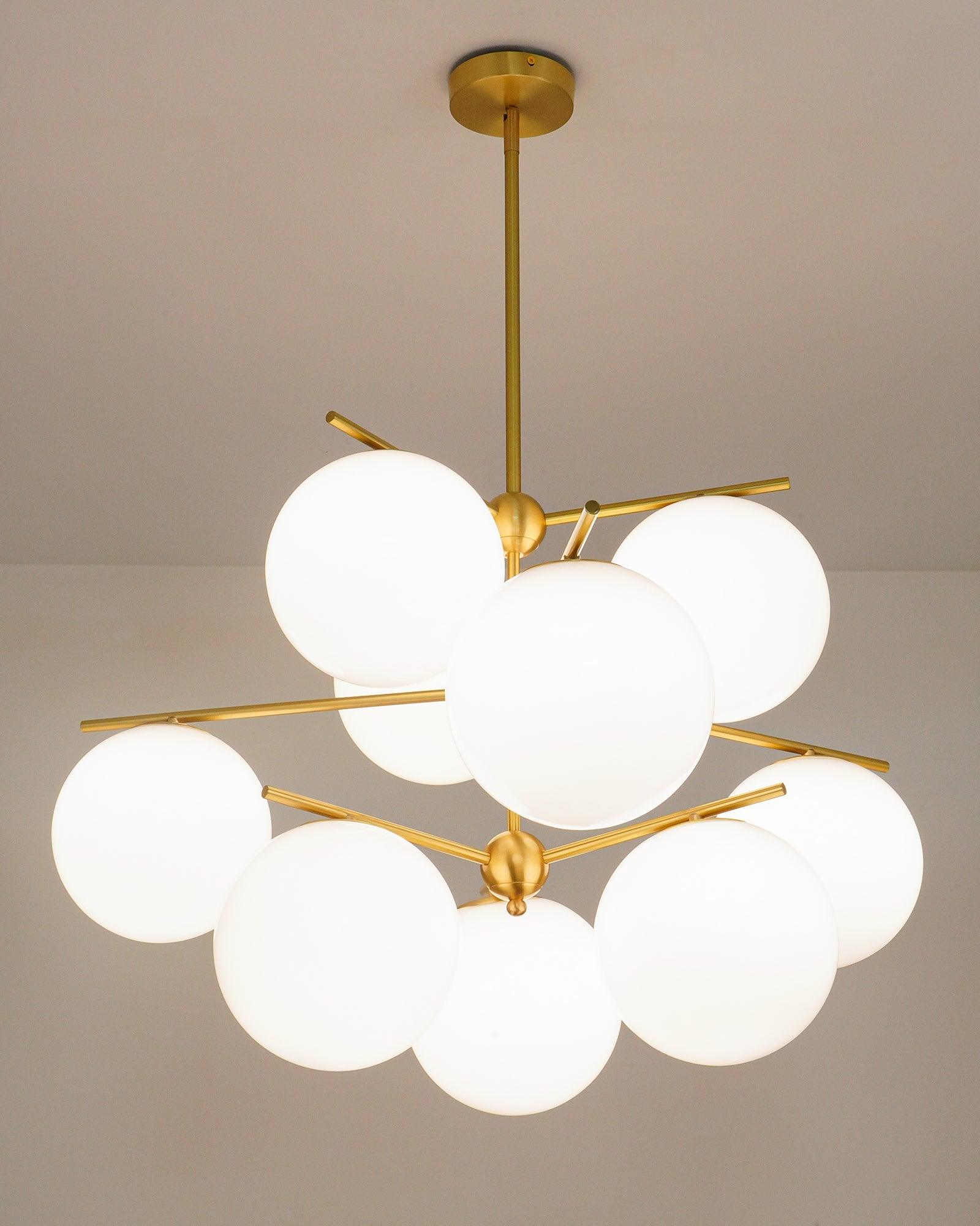 Leander Chandelier Sphere & Stem Modern Gold LED