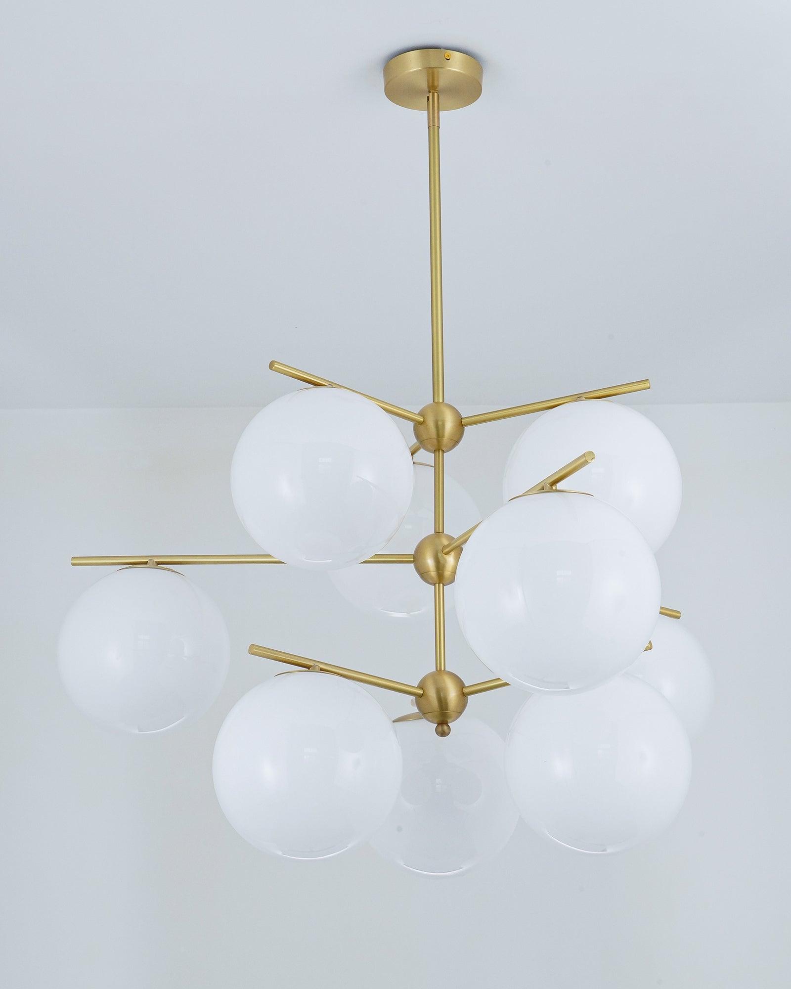 Leander Chandelier Sphere & Stem Modern Gold LED