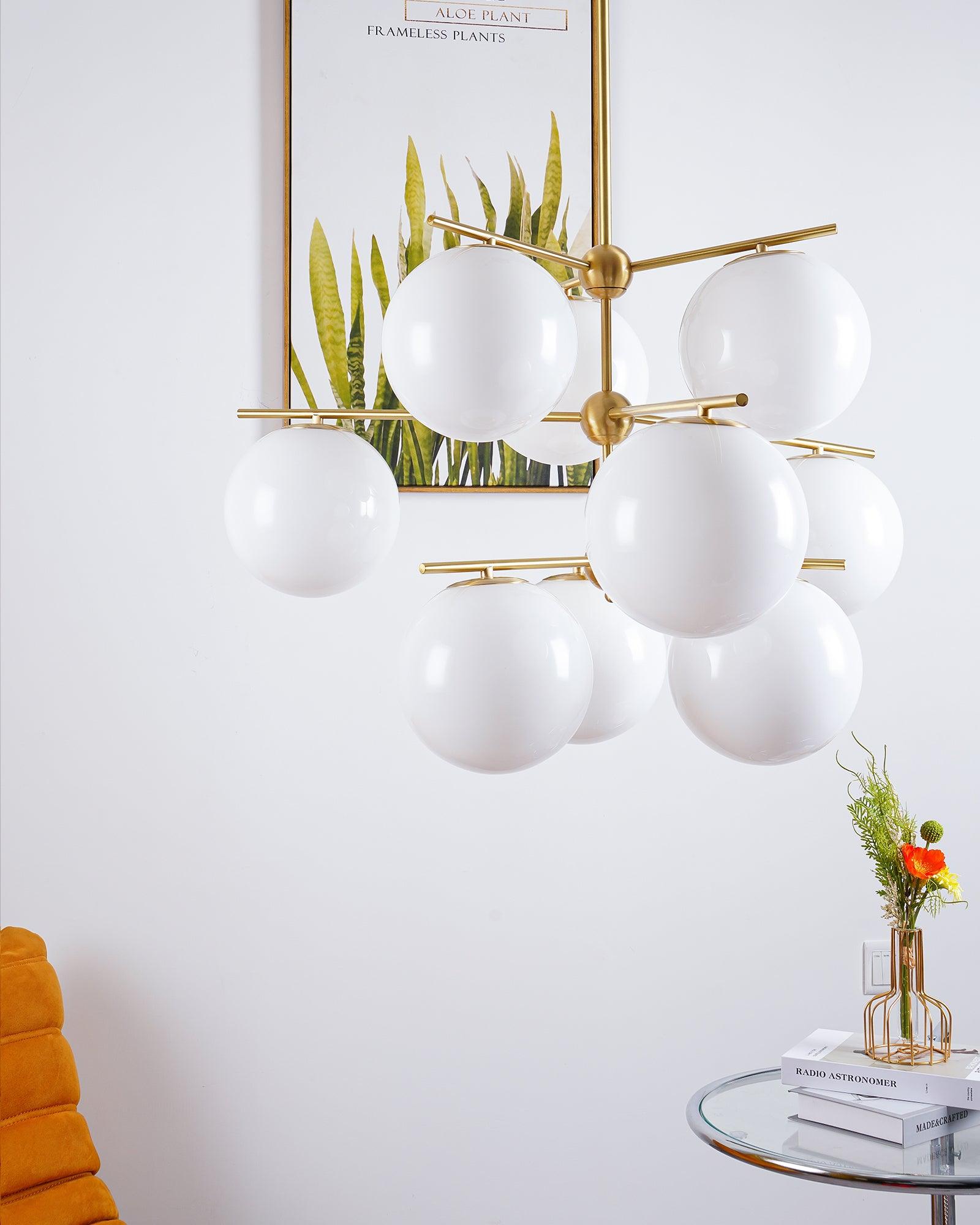 Leander Chandelier Sphere & Stem Modern Gold LED