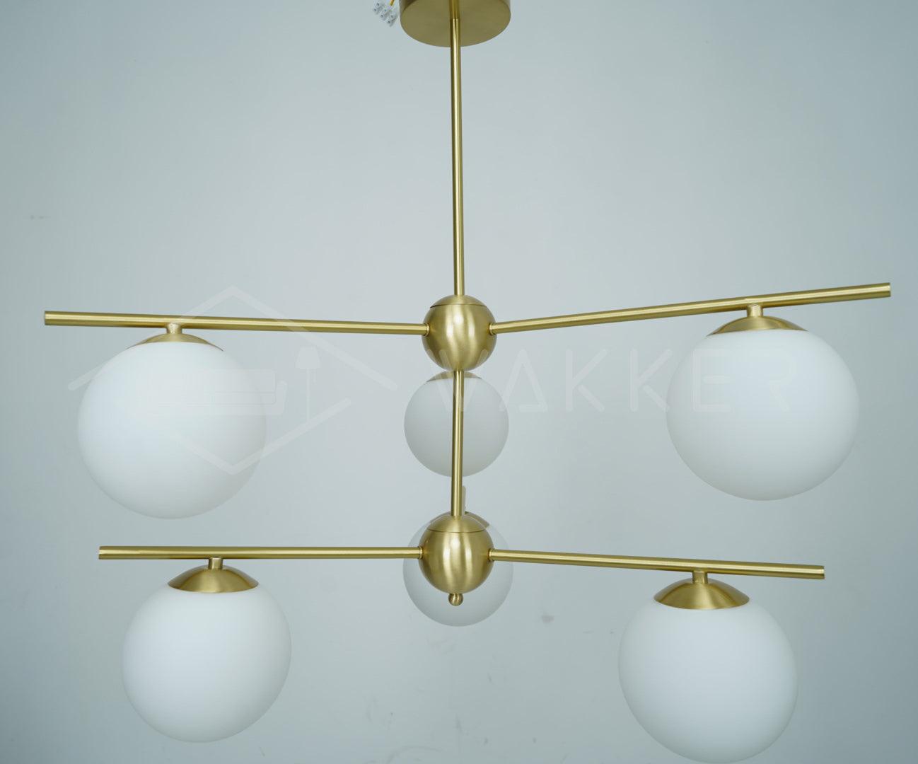 Leander Chandelier Sphere & Stem Modern Gold LED