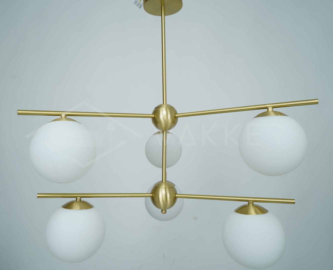Leander Chandelier Sphere & Stem Modern Gold LED