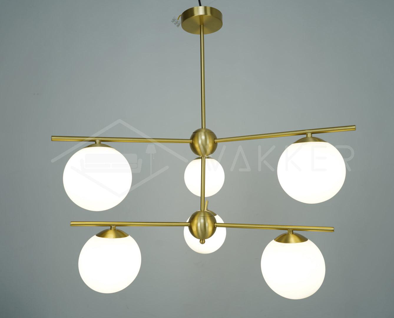 Leander Chandelier Sphere & Stem Modern Gold LED