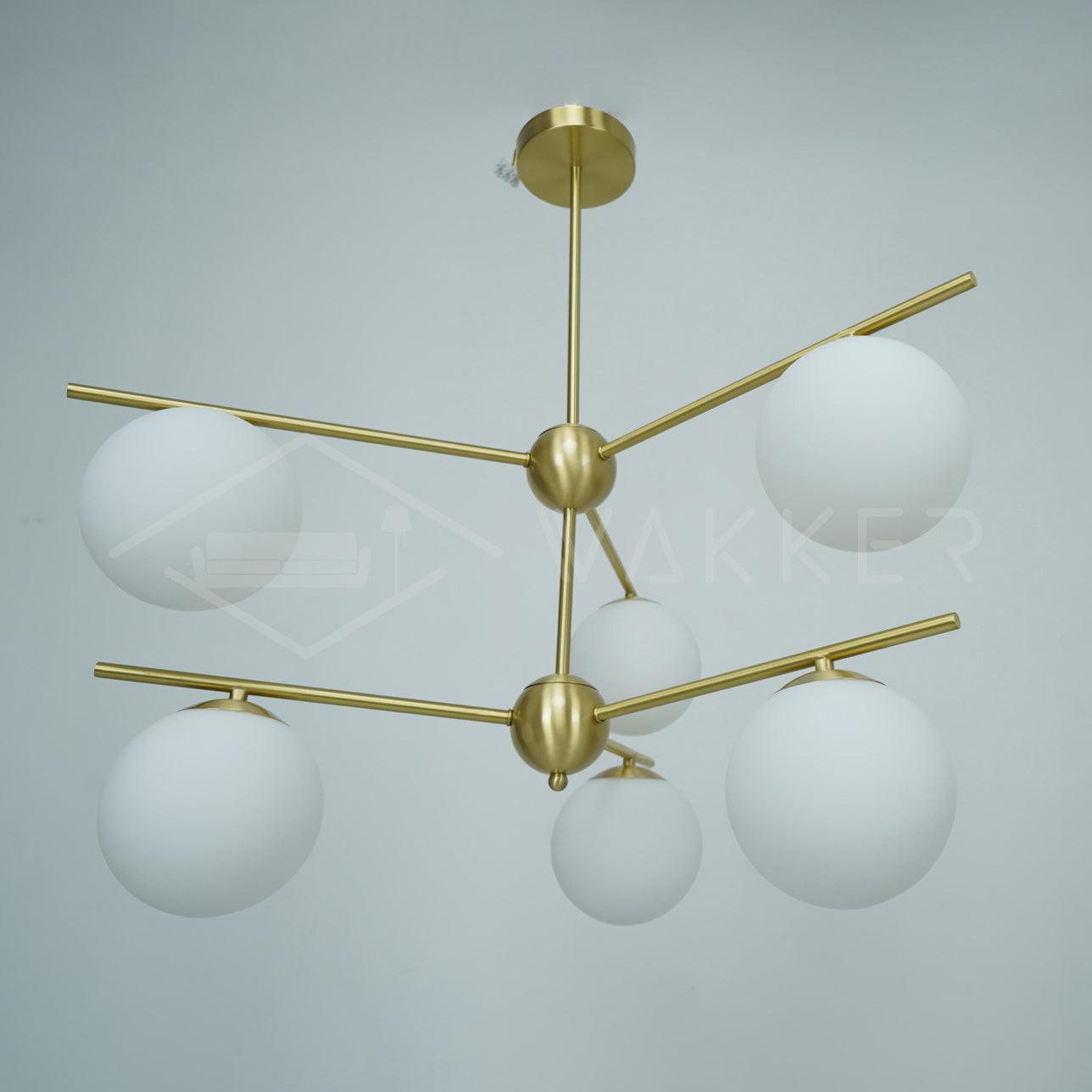 Lustra Chandelier Sphere & Stem Modern Gold LED - Neutral Decor