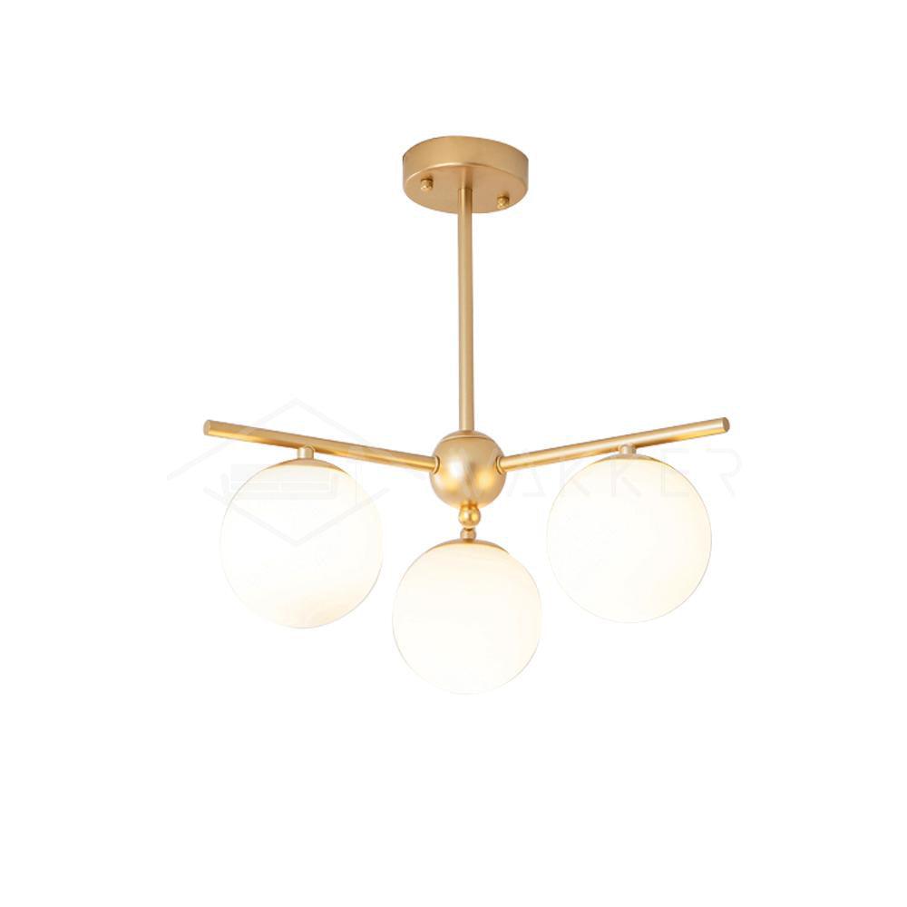 Leander Chandelier Sphere & Stem Modern Gold LED