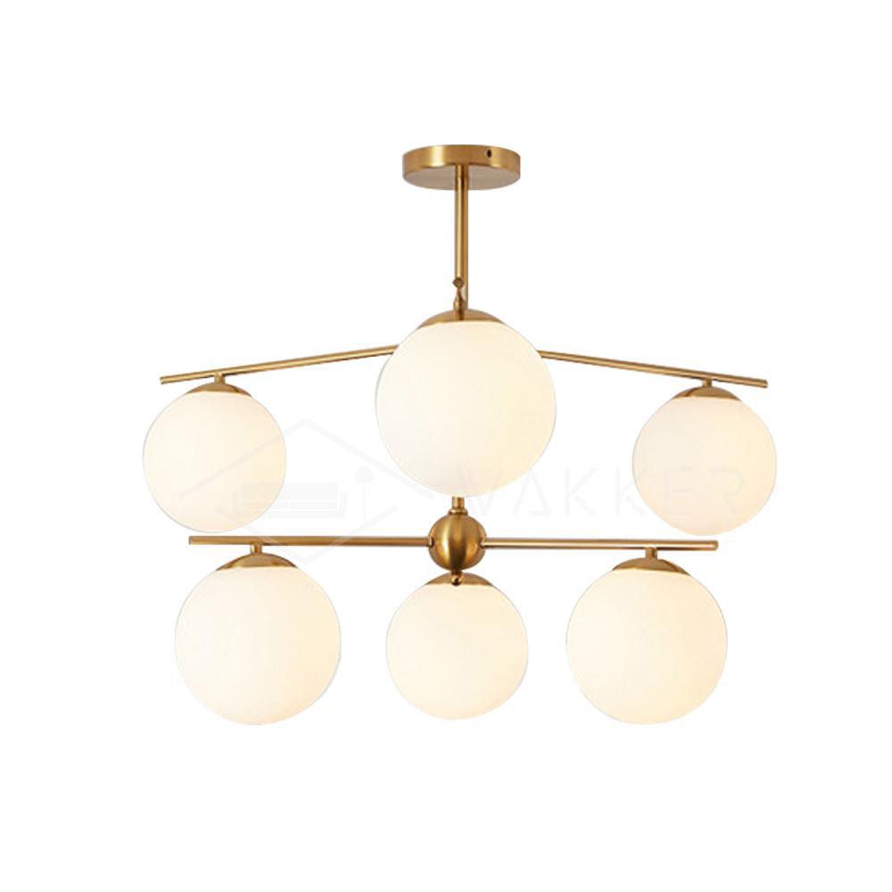 Leander Chandelier Sphere & Stem Modern Gold LED