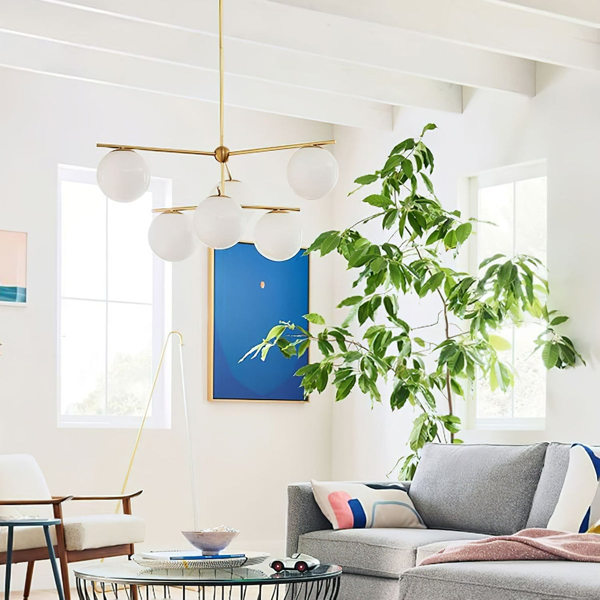 Leander Chandelier Sphere & Stem Modern Gold LED