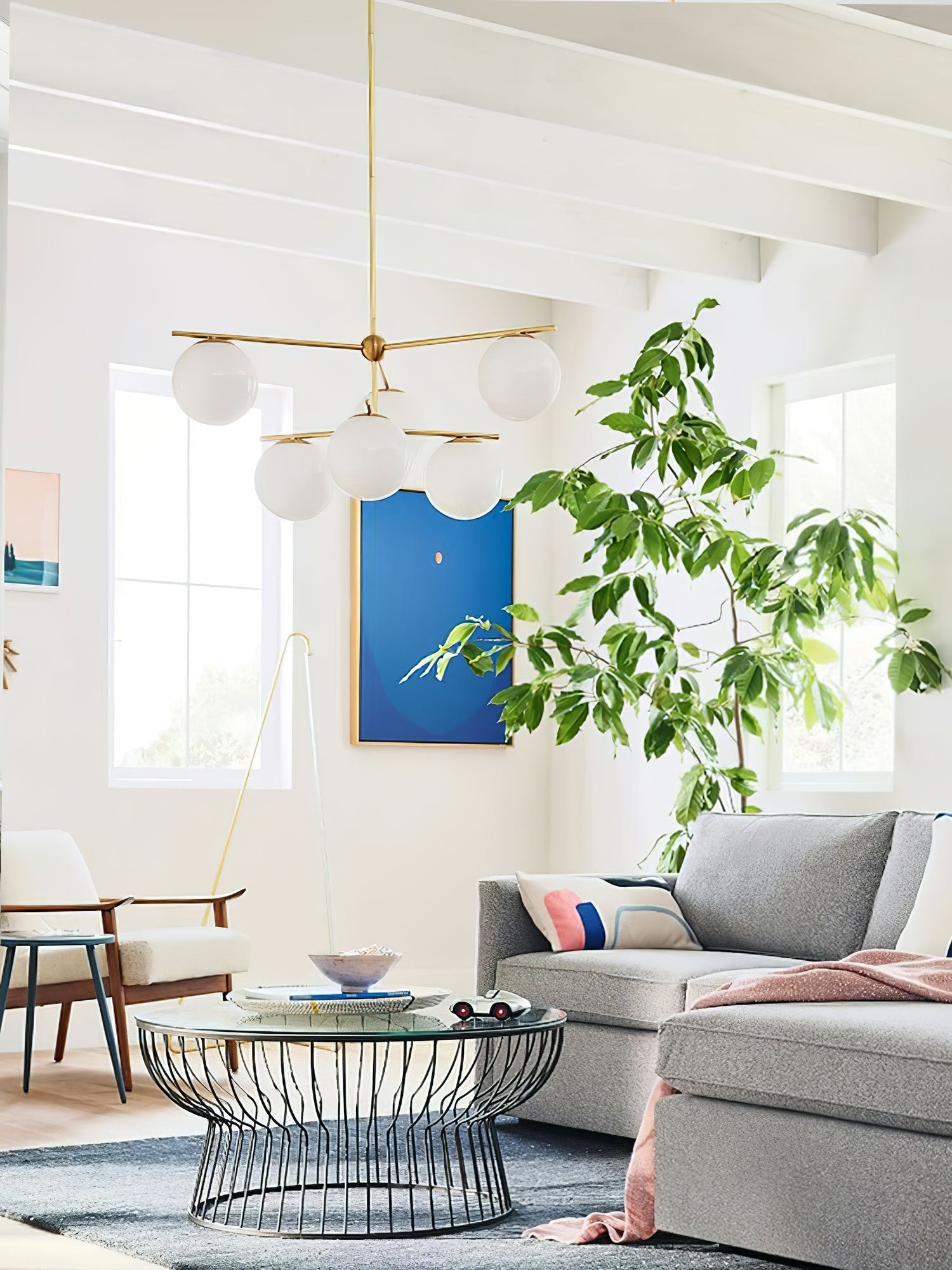 Leander Chandelier Sphere & Stem Modern Gold LED