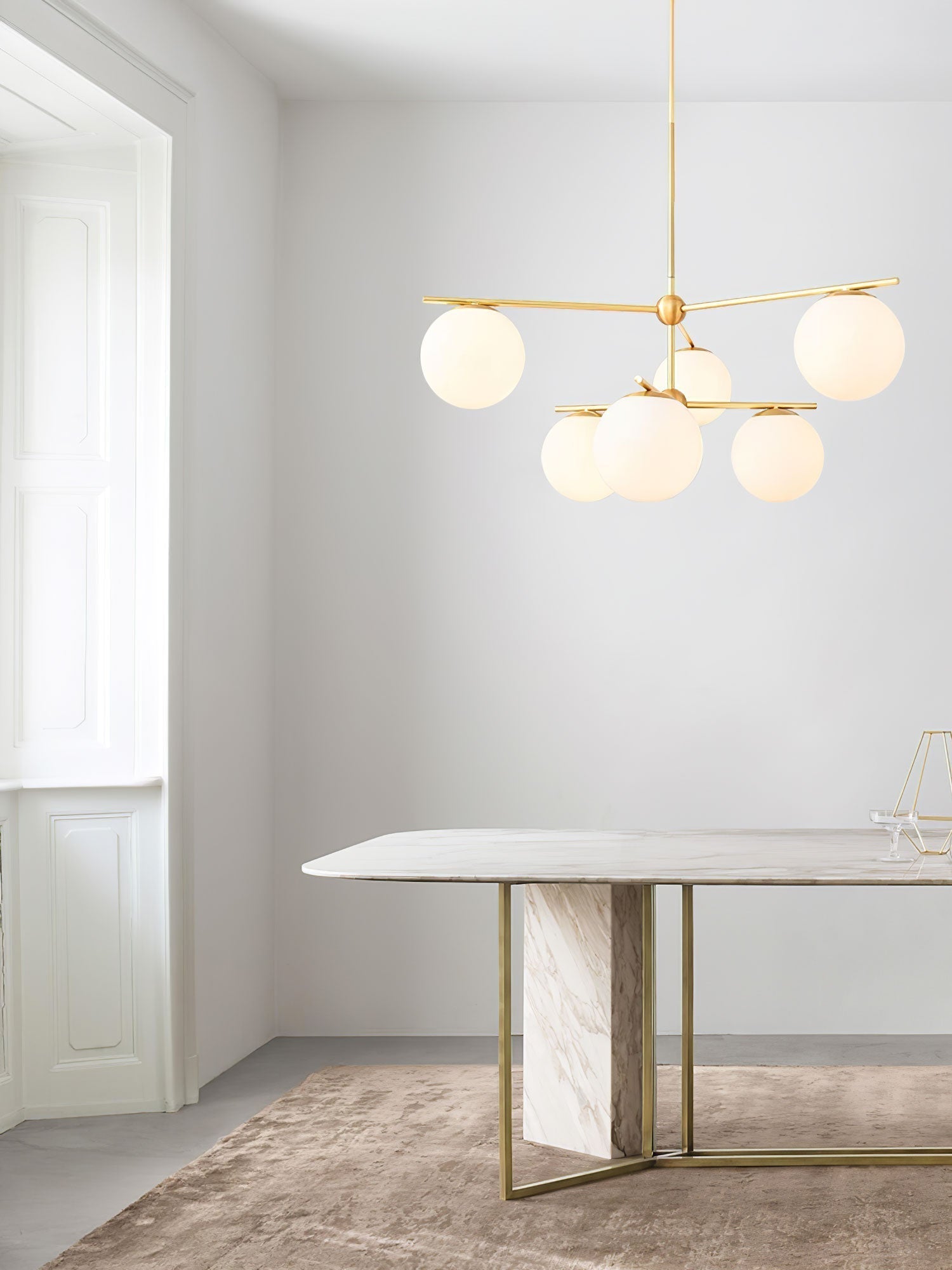 Leander Chandelier Sphere & Stem Modern Gold LED
