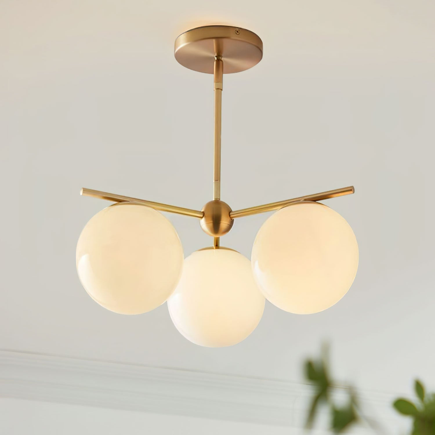Lustra Chandelier Sphere & Stem Modern Gold LED - Neutral Decor
