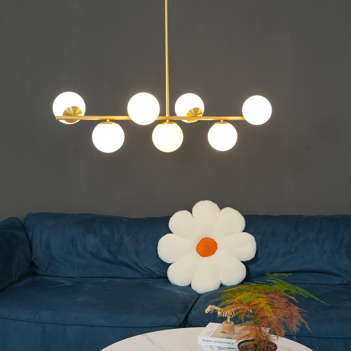 Leander Chandelier Sphere & Stem Modern Gold LED
