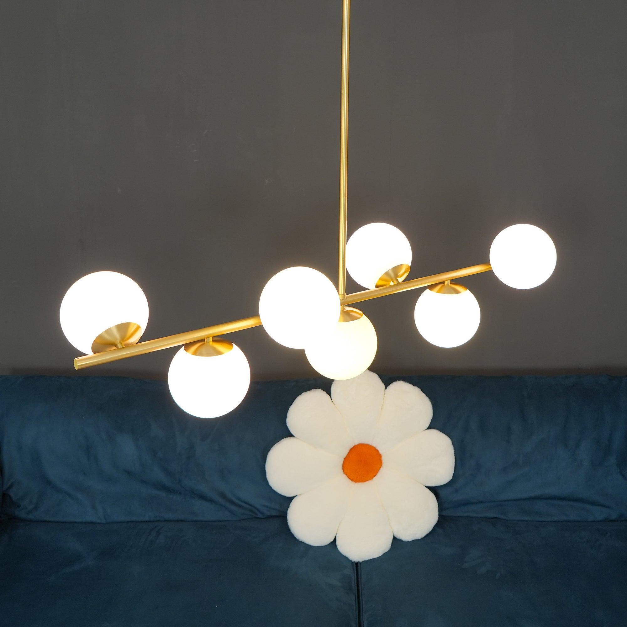 Leander Chandelier Sphere & Stem Modern Gold LED