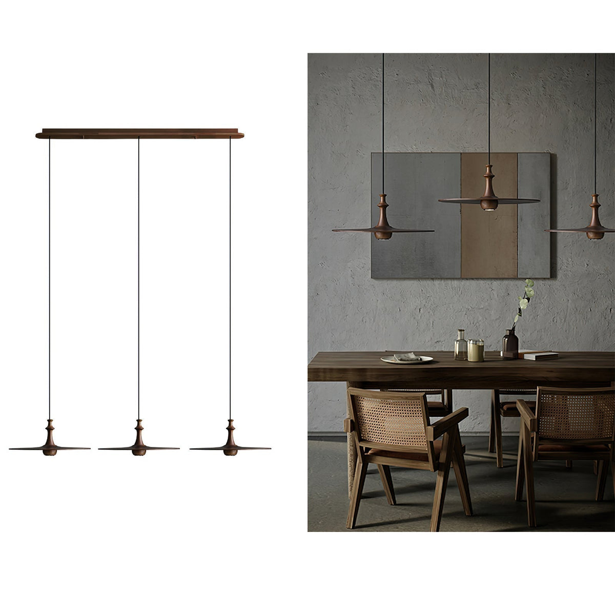 Syrinyra Sculptural Wood Disc Pendant Light