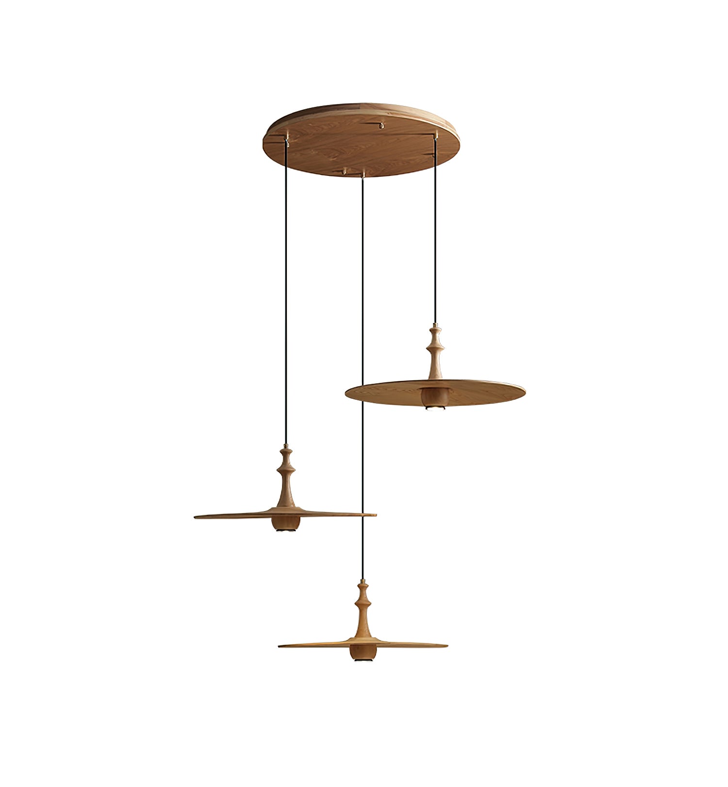 Syrinyra Sculptural Wood Disc Pendant Light