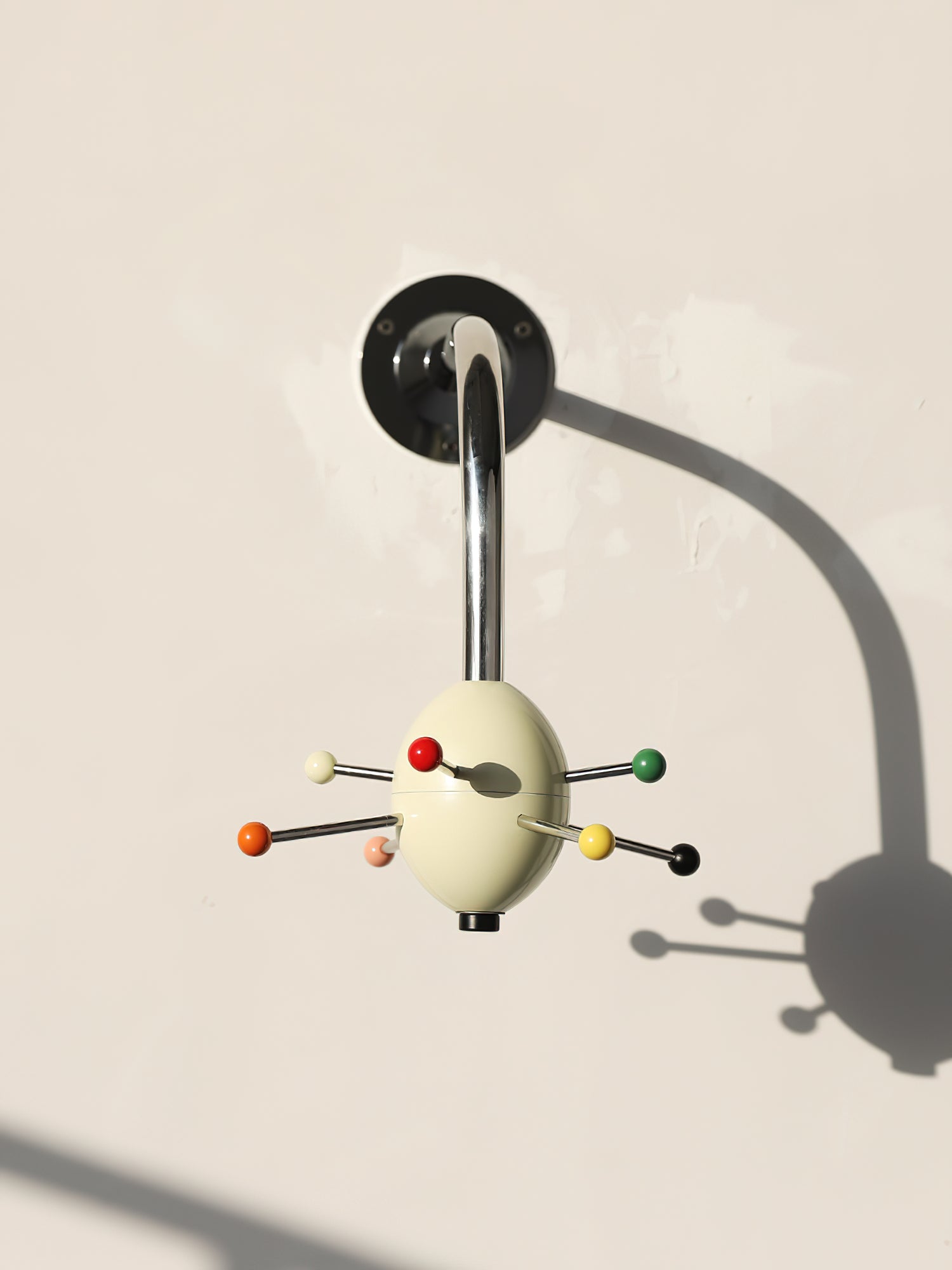 Sputnik Wall Coat Rack Colorful Hooks Modern Hallway - Neutral Decor