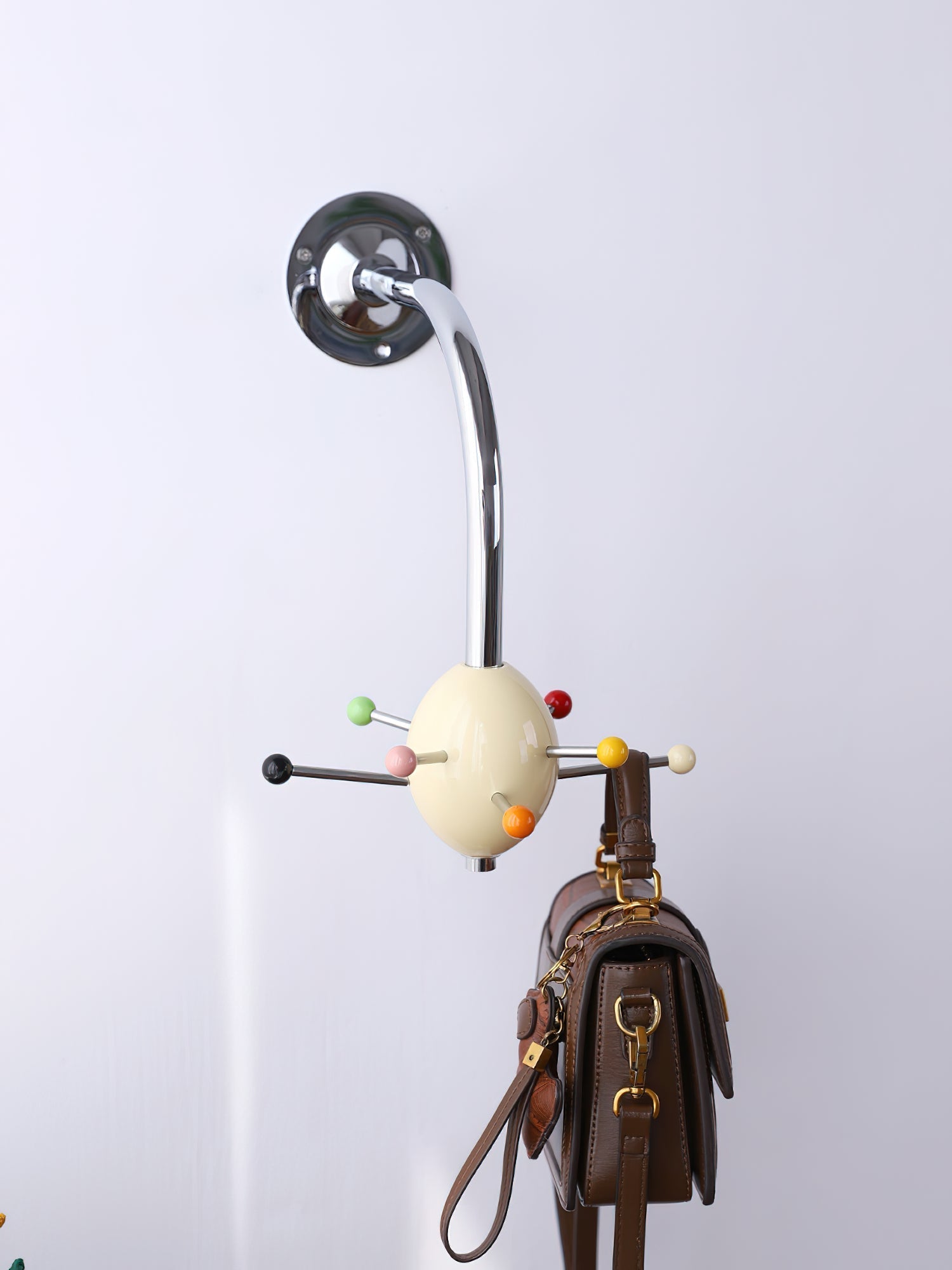 Sputnik Wall Coat Rack Colorful Hooks Modern Hallway - Neutral Decor