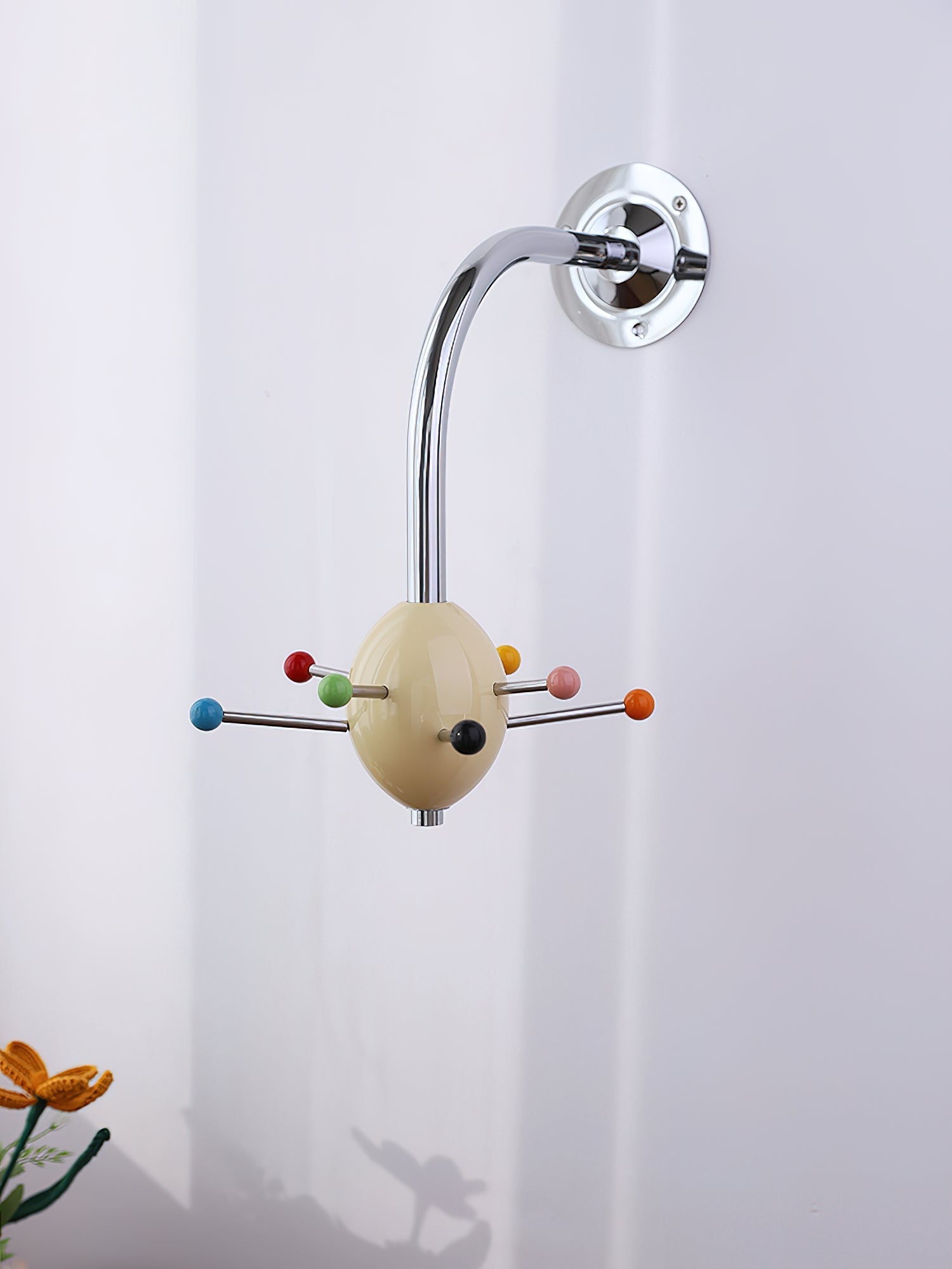Sputnik Wall Coat Rack Colorful Hooks Modern Hallway - Neutral Decor
