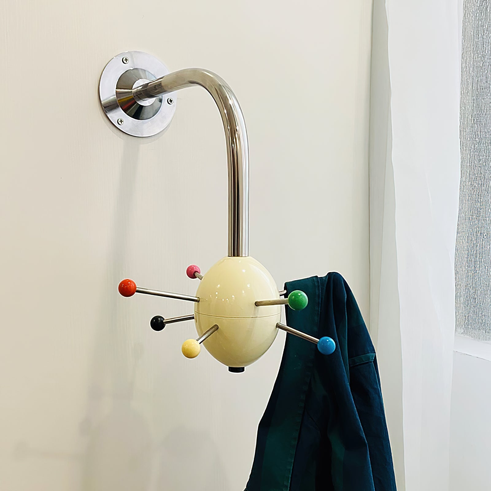 Sputnik Wall Coat Rack Colorful Hooks Modern Hallway - Neutral Decor