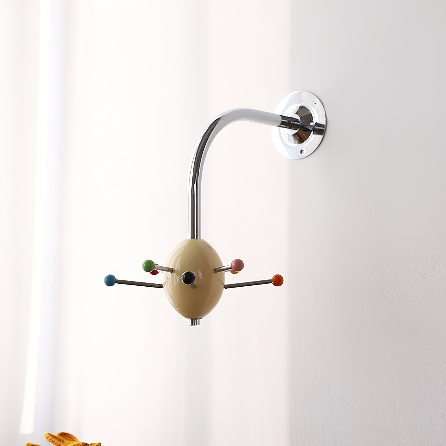 Sputnik Wall Coat Rack Colorful Hooks Modern Hallway - Neutral Decor