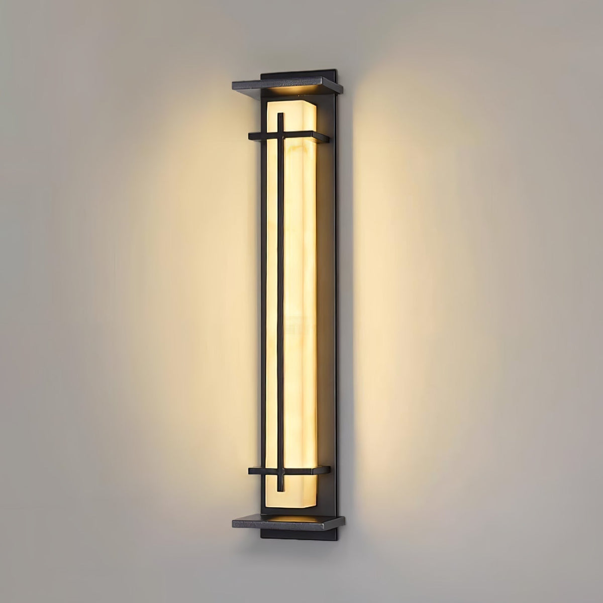 Ray Square Outdoor Wall Light Imitation Alabaster Waterproof - Neutral Decor