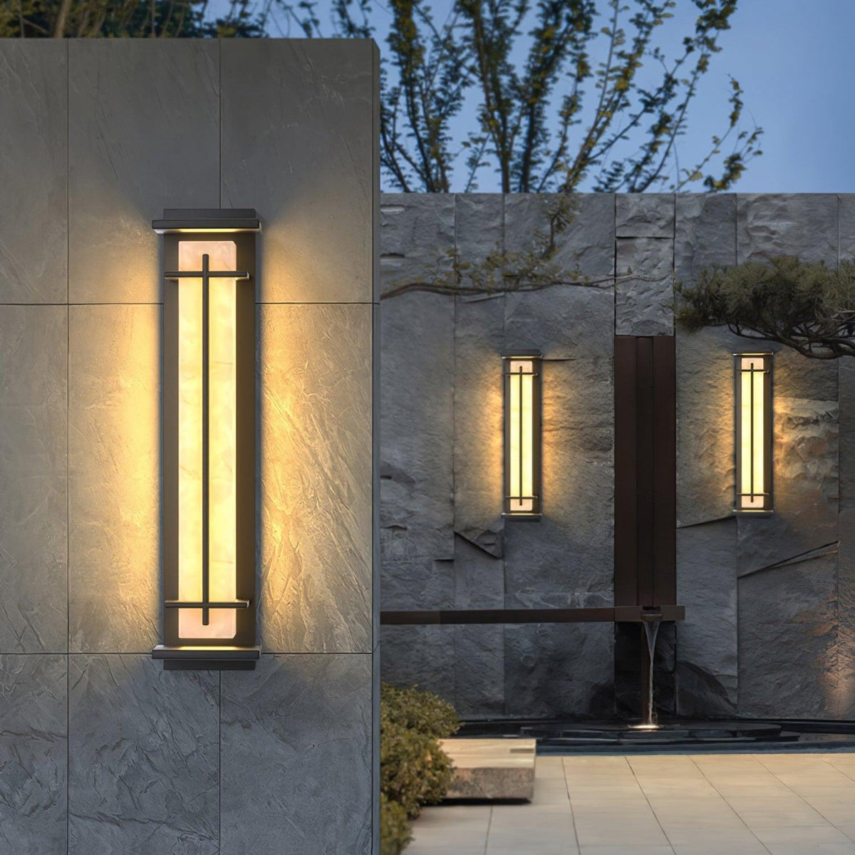 Ray Square Outdoor Wall Light Imitation Alabaster Waterproof - Neutral Decor