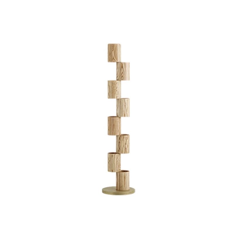 Aris Stacked Wood Tower Floor Lamp