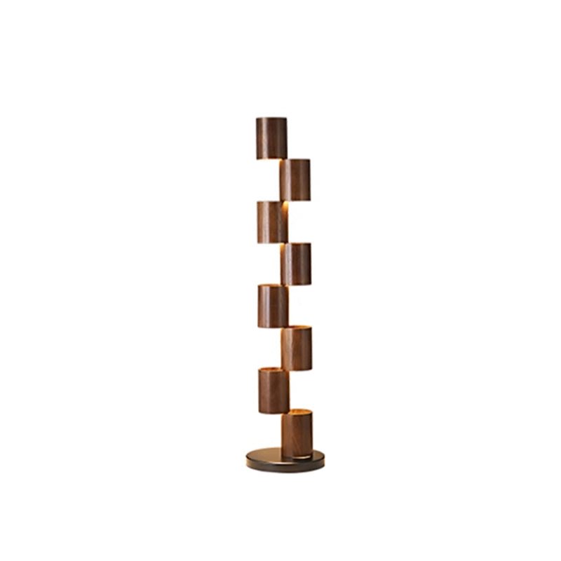 Aris Stacked Wood Tower Floor Lamp