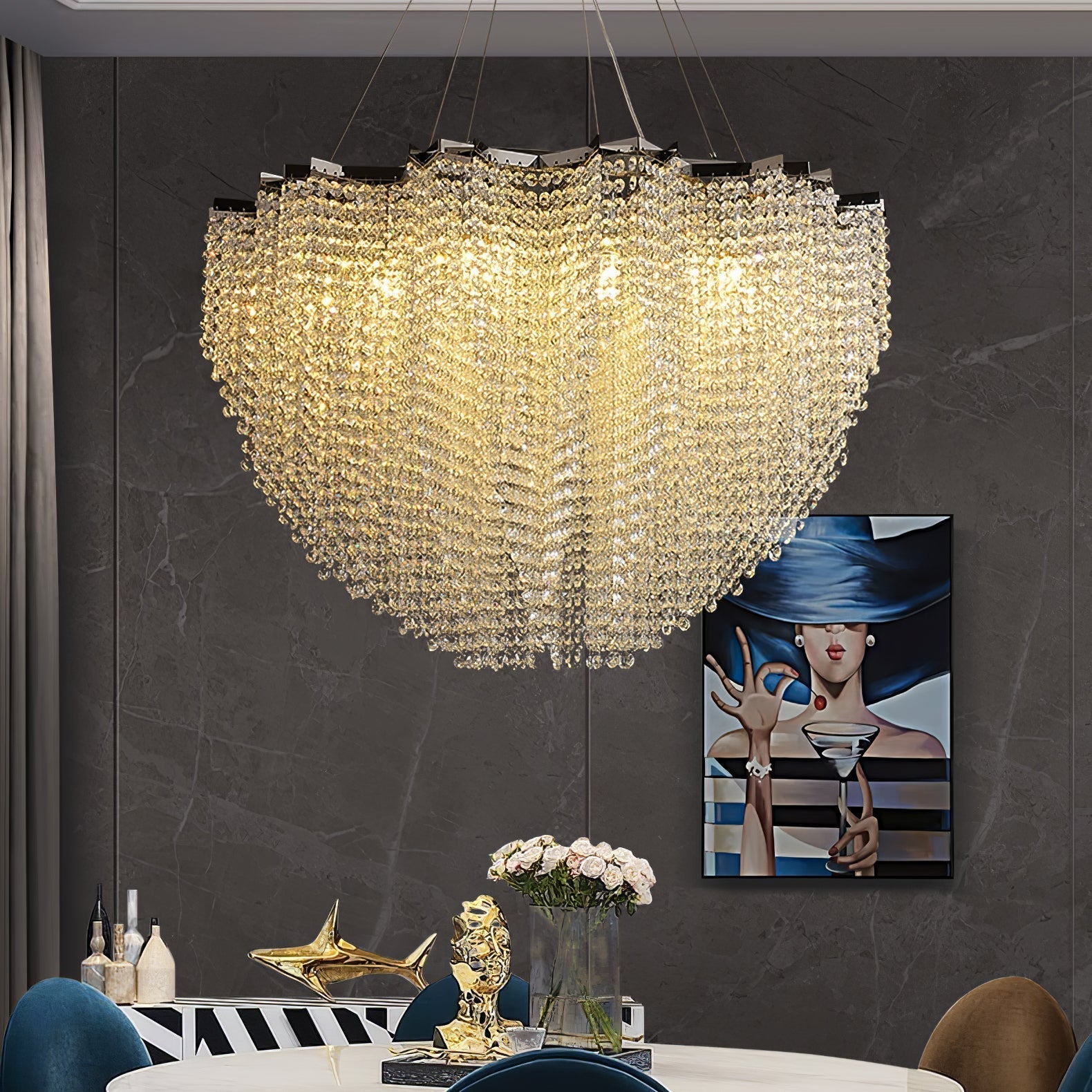 Zashayra Crystal Column Chandelier
