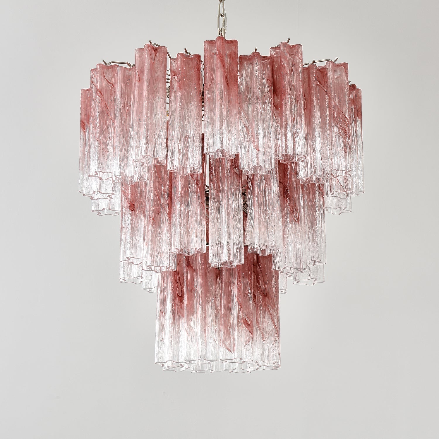 Liorinira Chandelier Pink Glass Tubes Layered Modern
