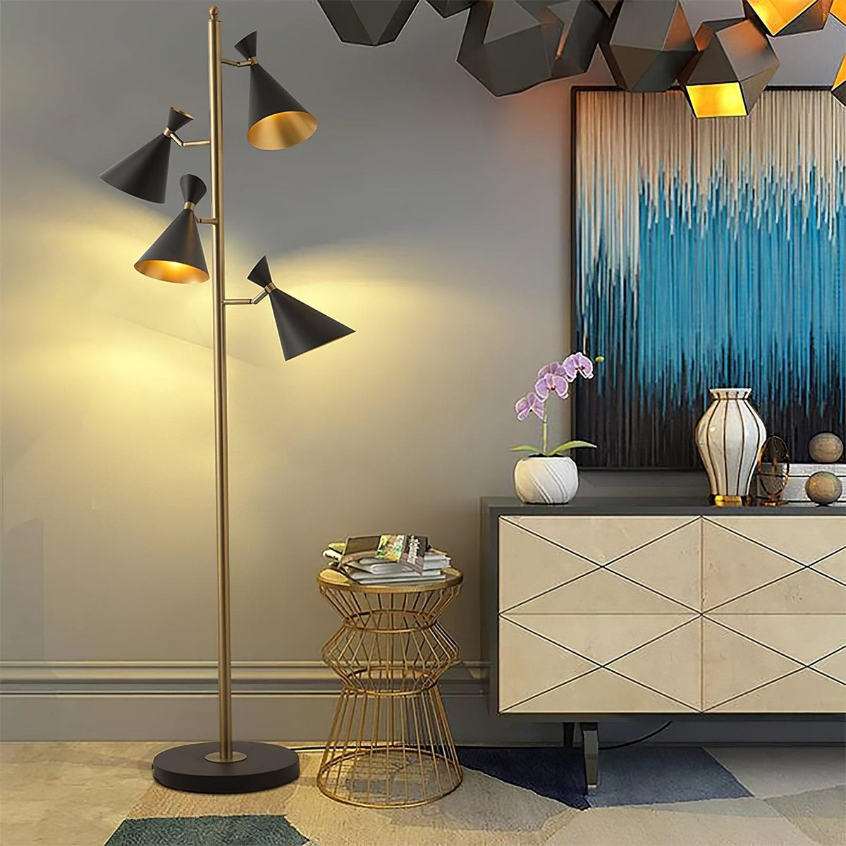 Solineria Gold & Black Marble Floor Lamp