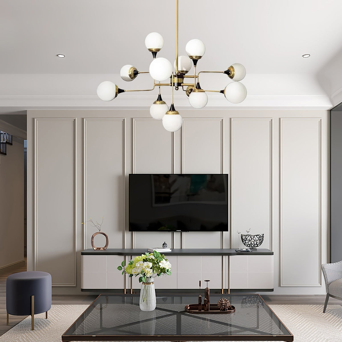 Wasgt Chandelier Stilnovo Brass Black Glass