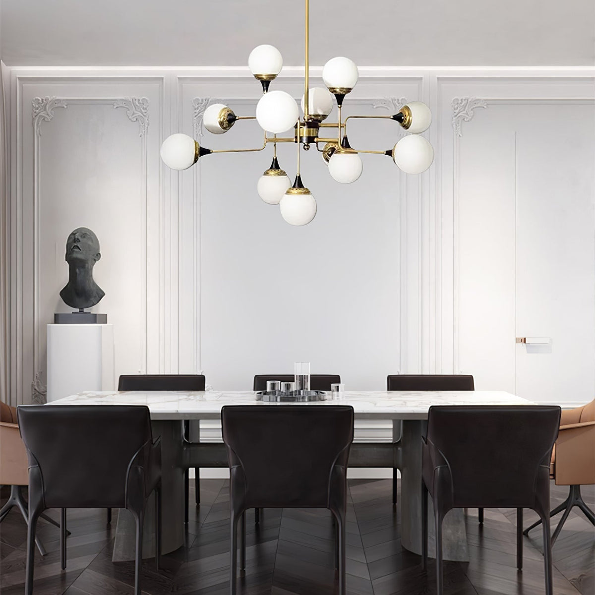 Wasgt Chandelier Stilnovo Brass Black Glass