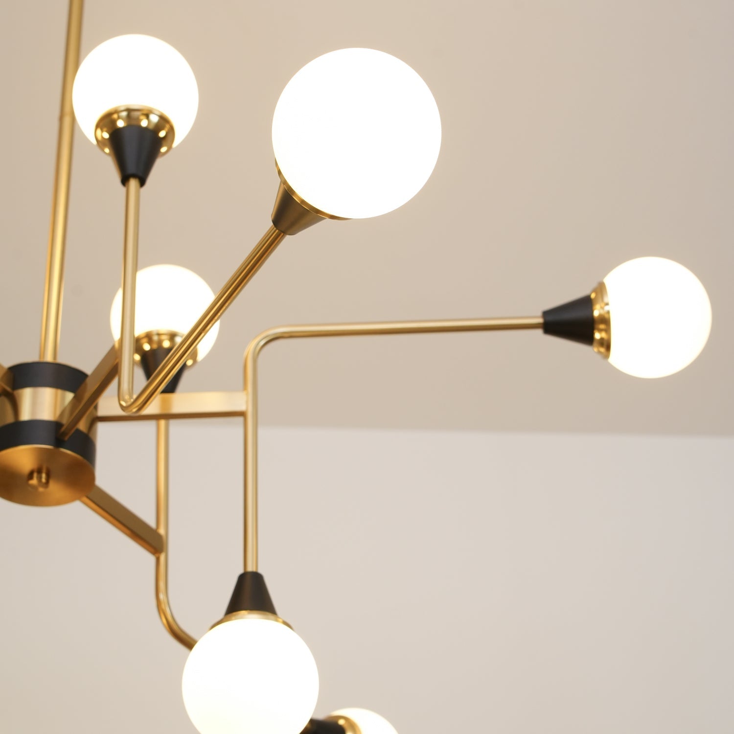 Wasgt Chandelier Stilnovo Brass Black Glass