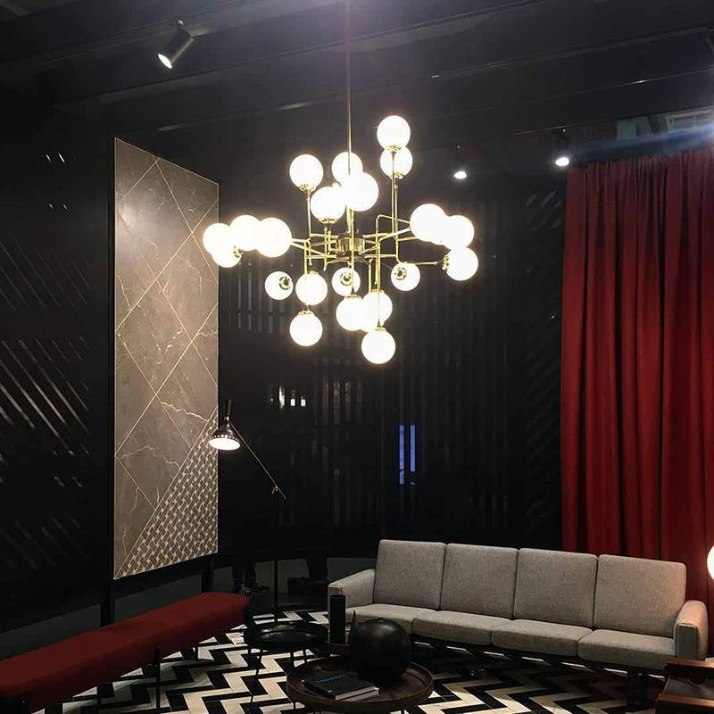 Wasgt Chandelier Stilnovo Brass Black Glass