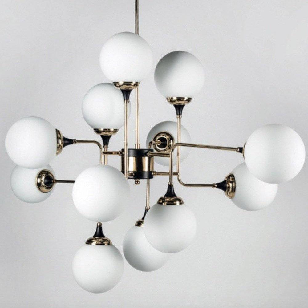 Wasgt Chandelier Stilnovo Brass Black Glass