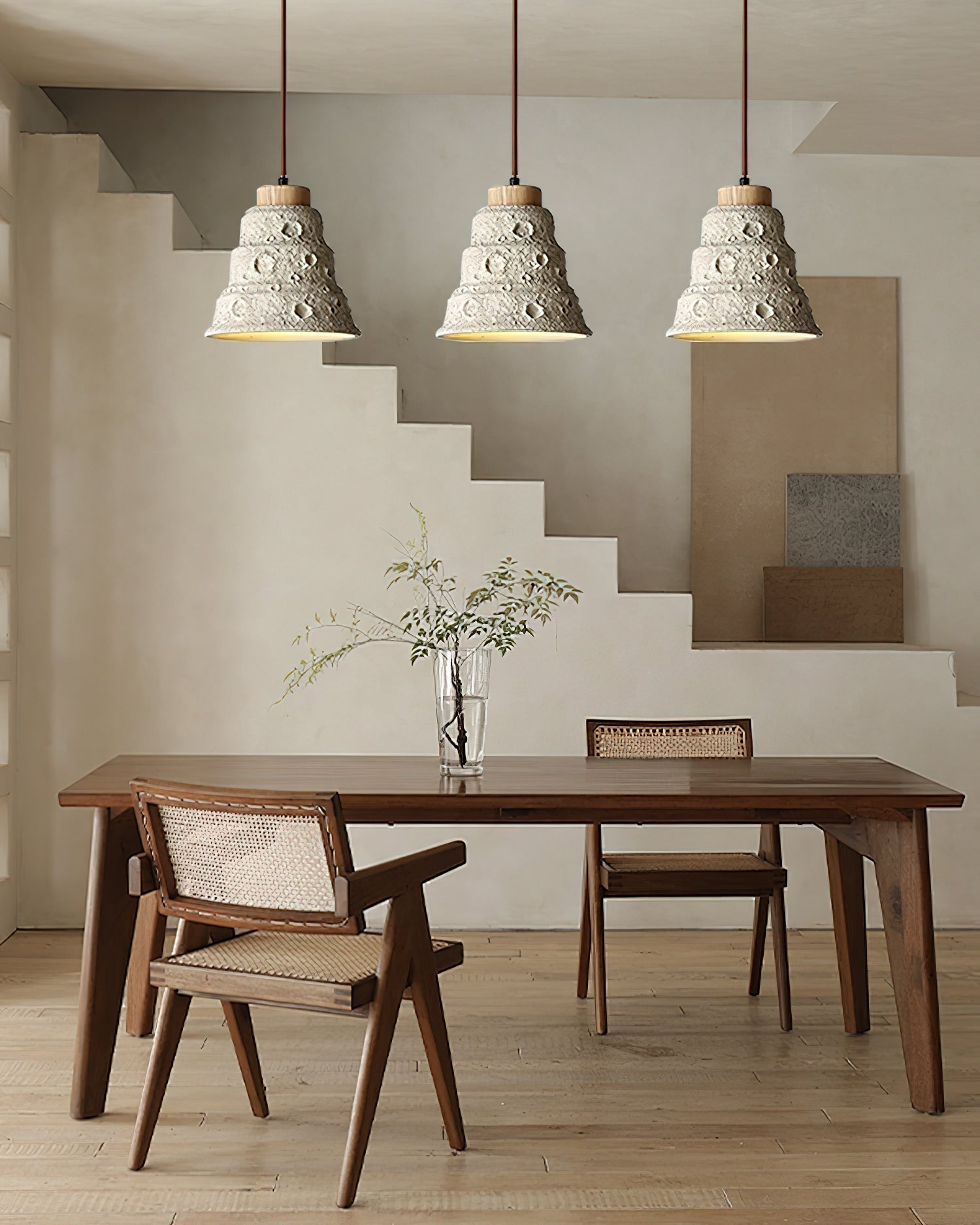Ilphaeth Nordic Art Bell Stone Wood Pendant Light