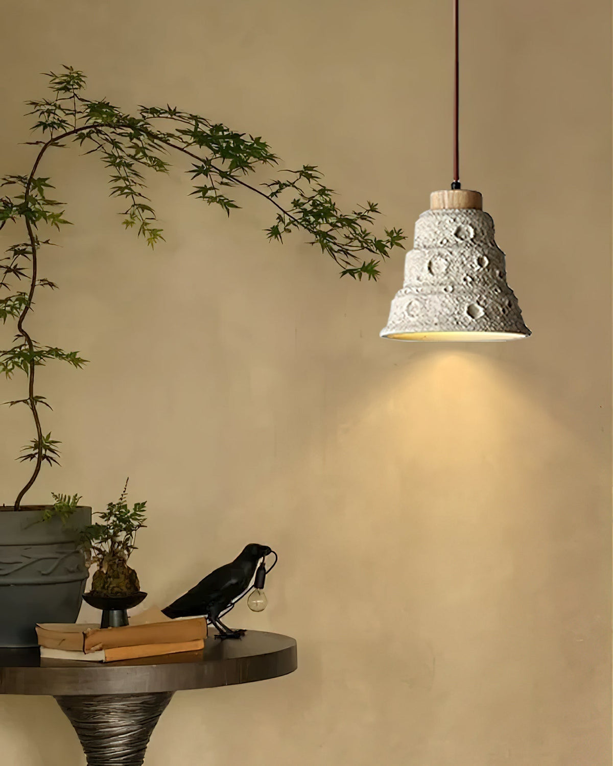 Ilphaeth Nordic Art Bell Stone Wood Pendant Light