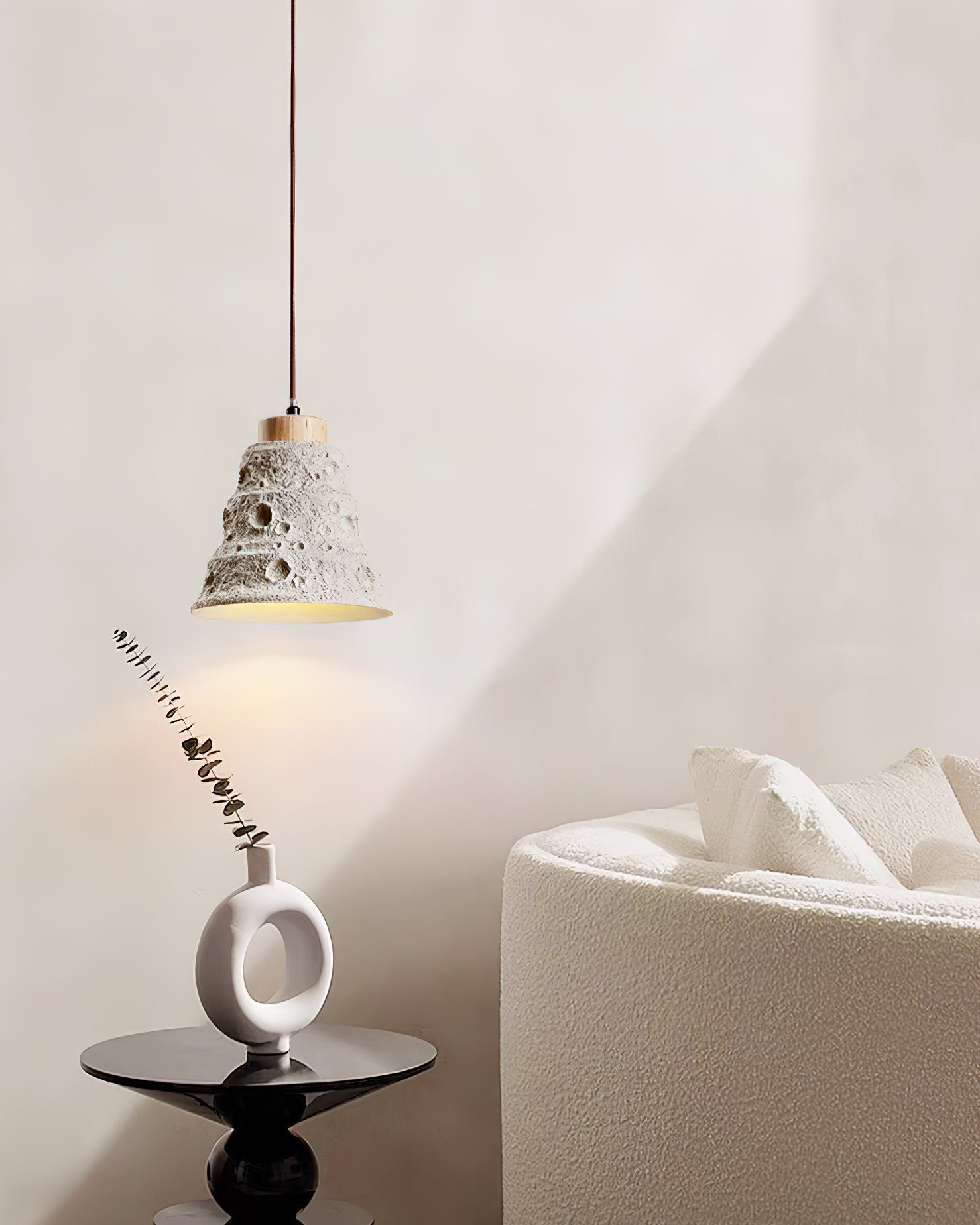 Ilphaeth Nordic Art Bell Stone Wood Pendant Light