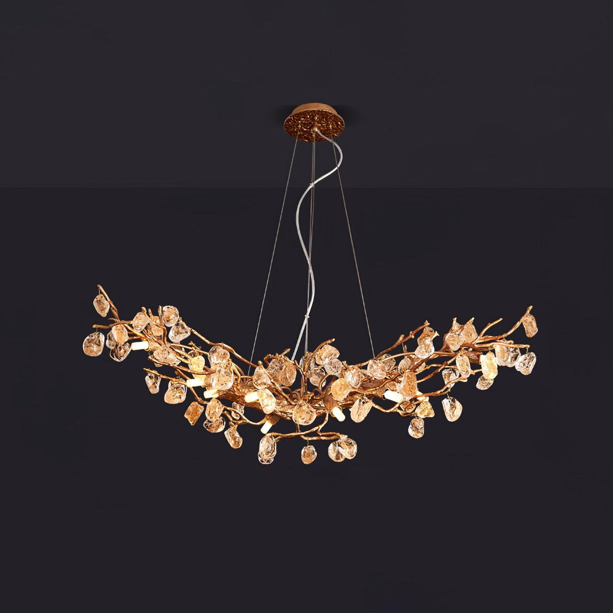 Arborea Brass Branch Crystal Chandelier