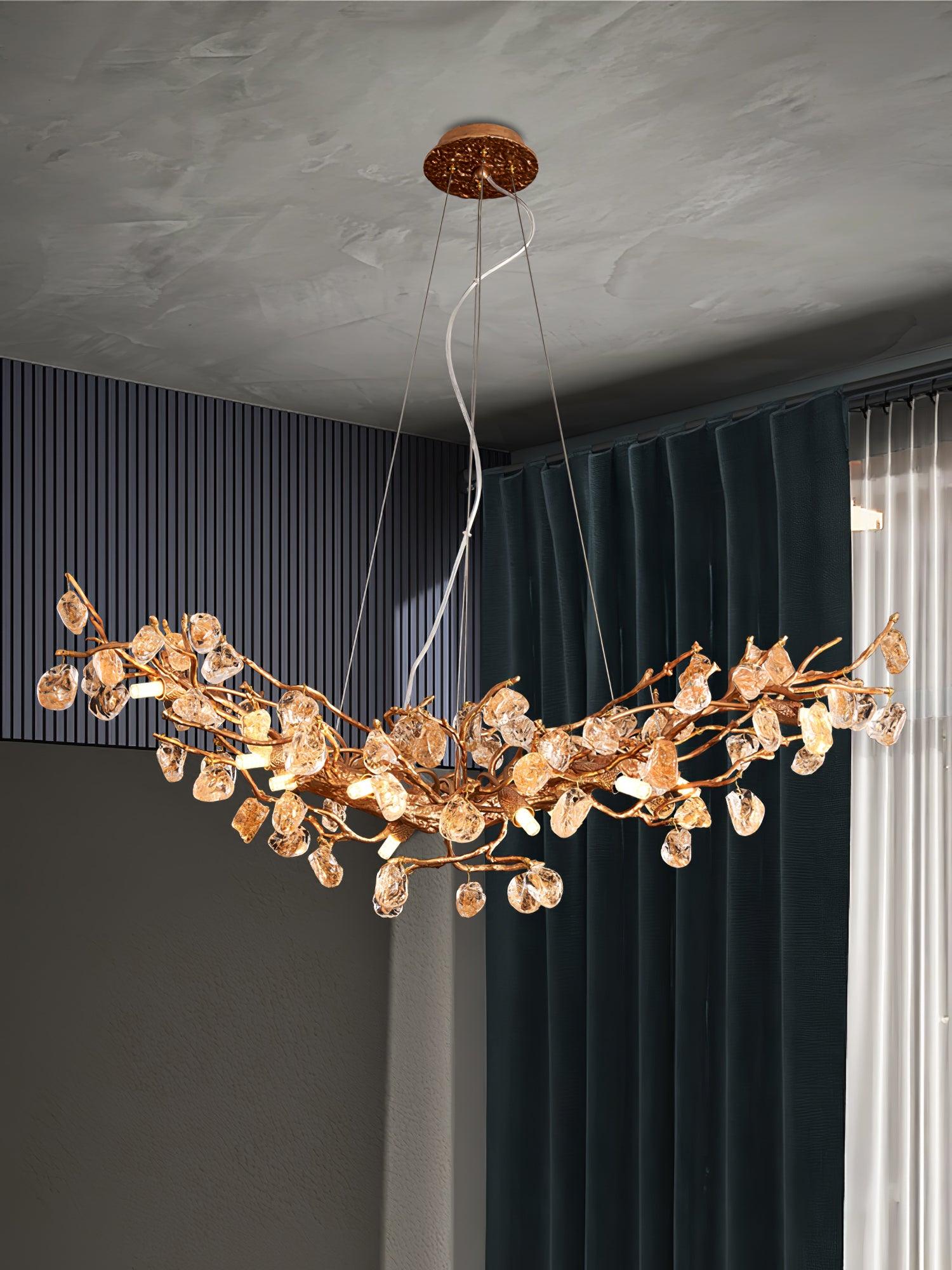 Arborea Brass Branch Crystal Chandelier