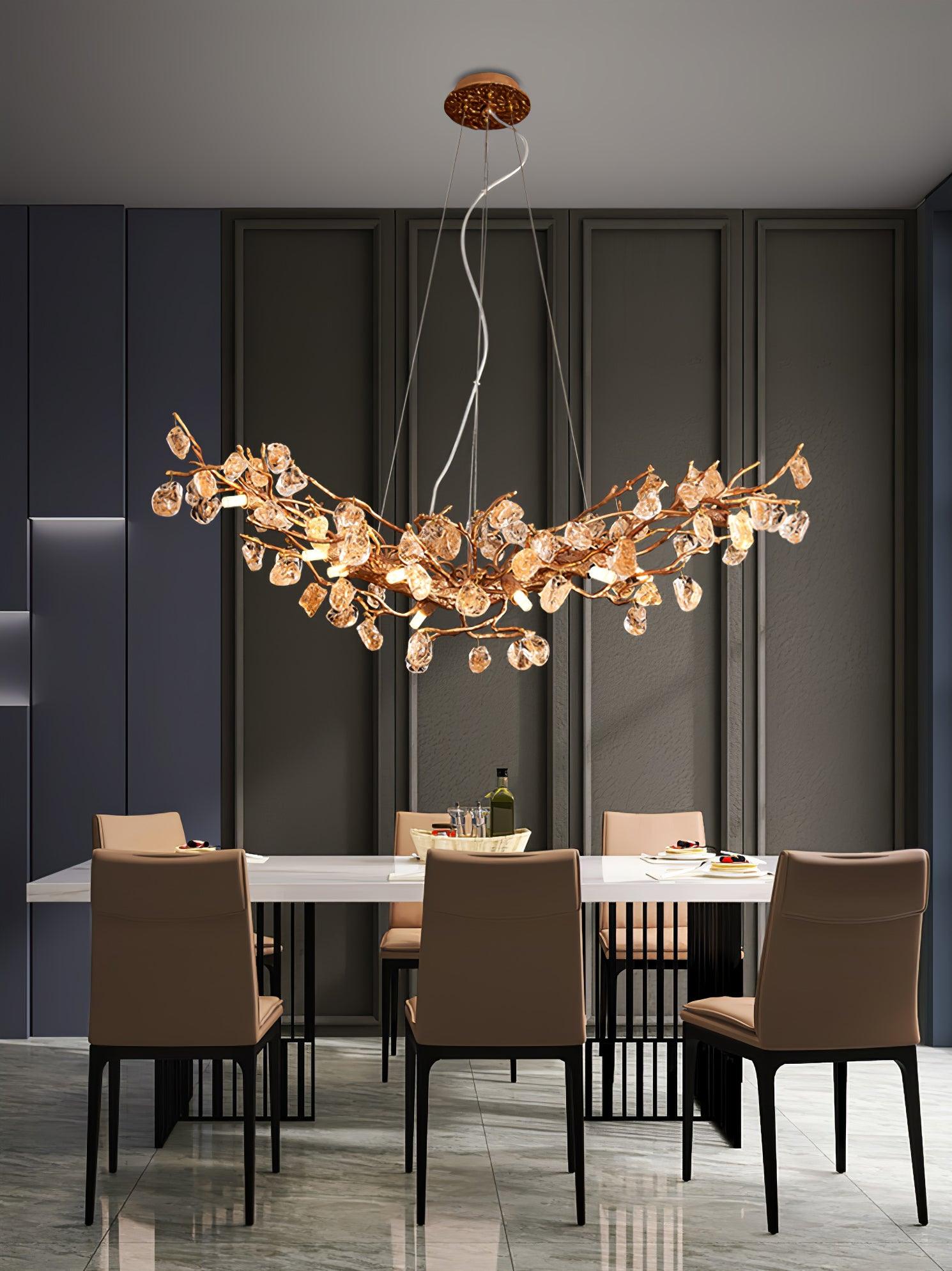 Arborea Brass Branch Crystal Chandelier