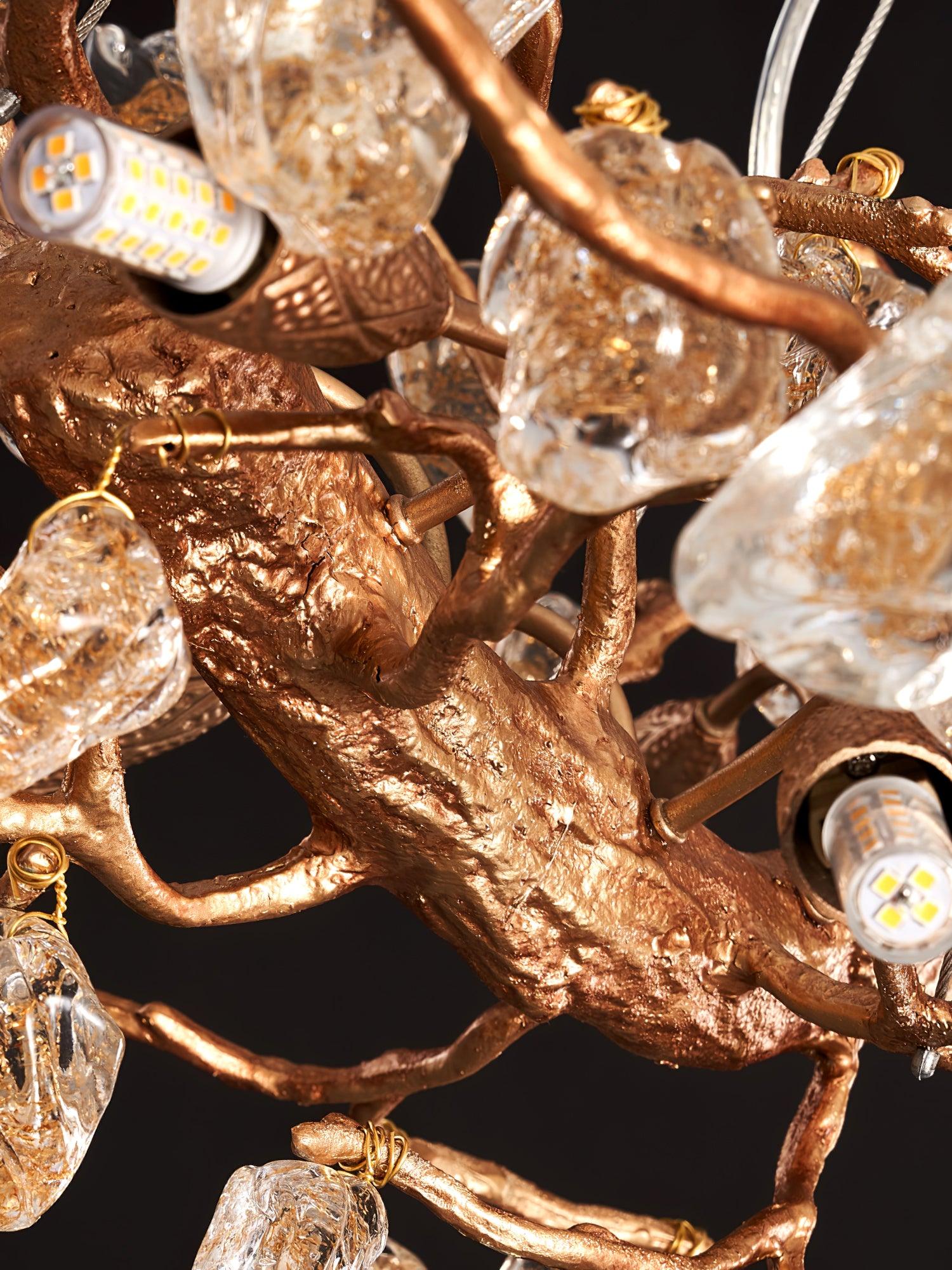 Arborea Brass Branch Crystal Chandelier