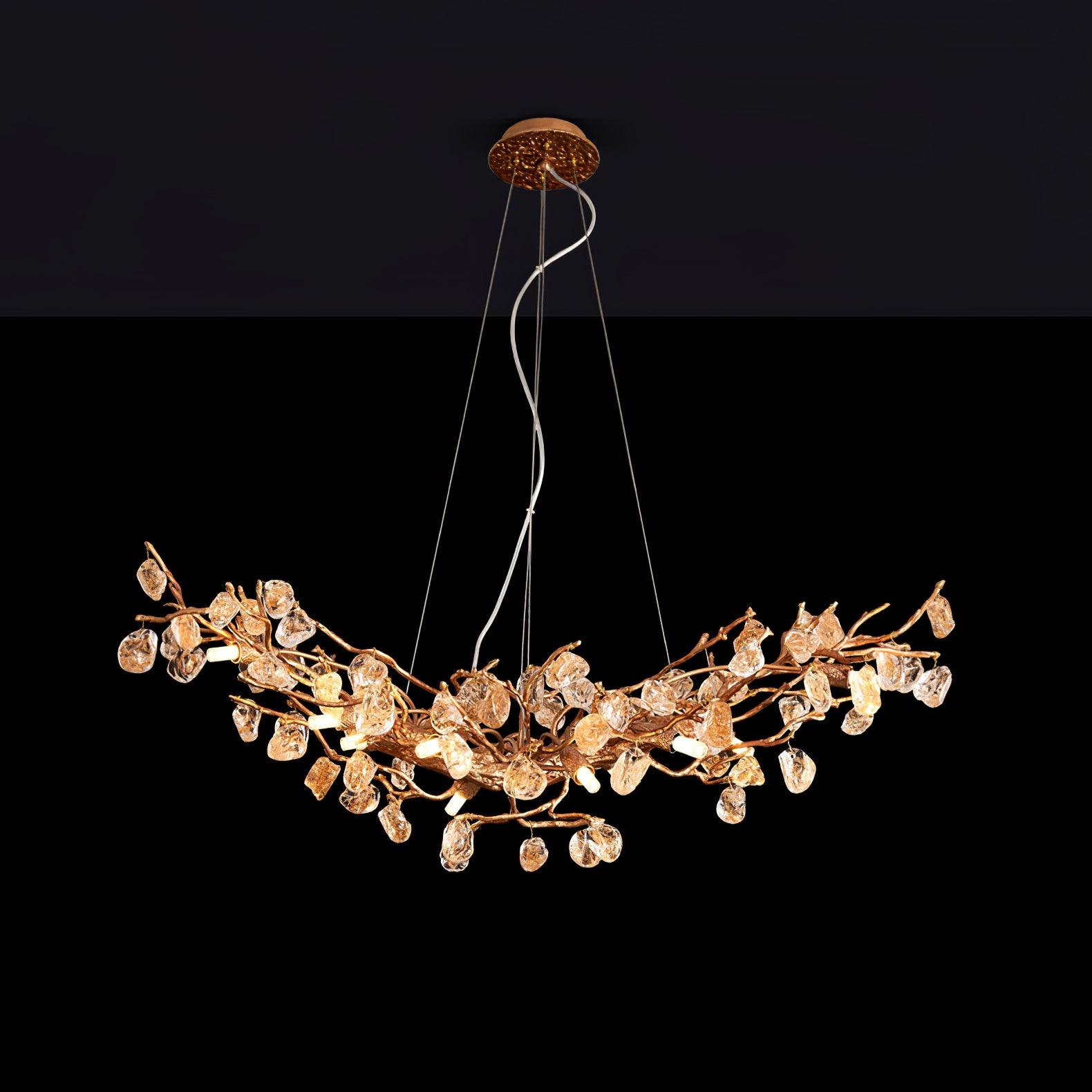 Arborea Brass Branch Crystal Chandelier