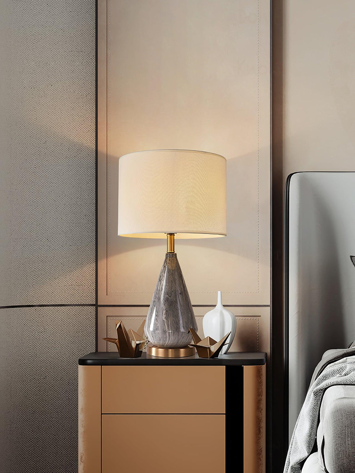 Elysian White & Black Marble Table Lamp