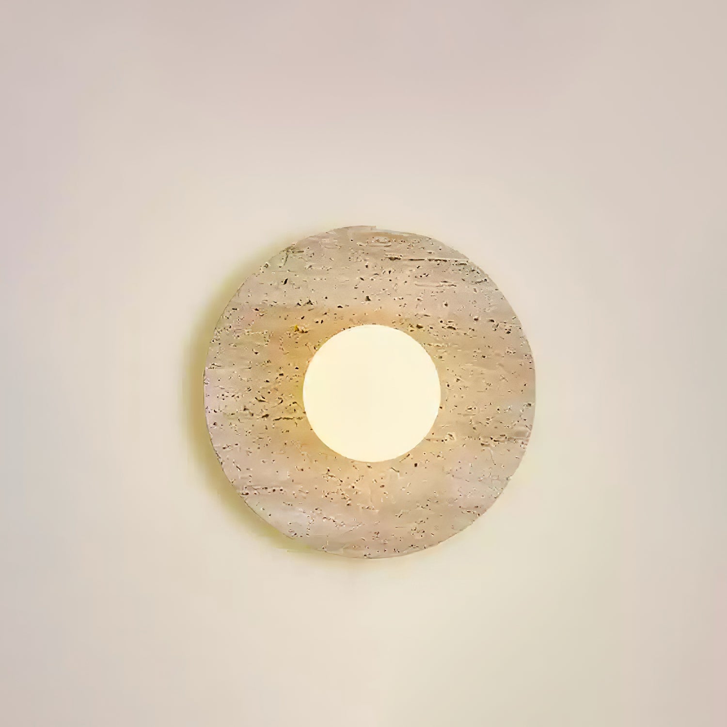 Tavik Bowl-Frame Travertine Wall Light